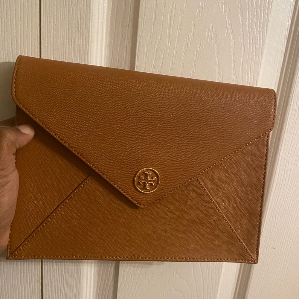 Brown/Tan Tory Burch clutch
